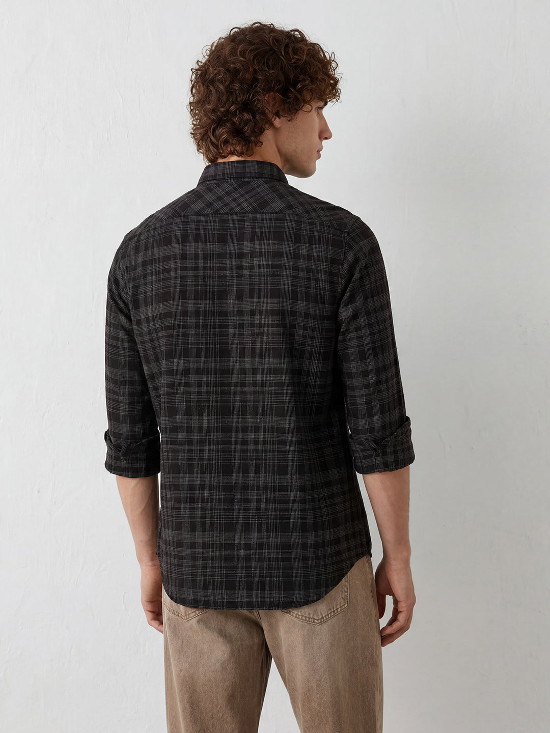 Slim Fit Double Pocket Shirt | Black