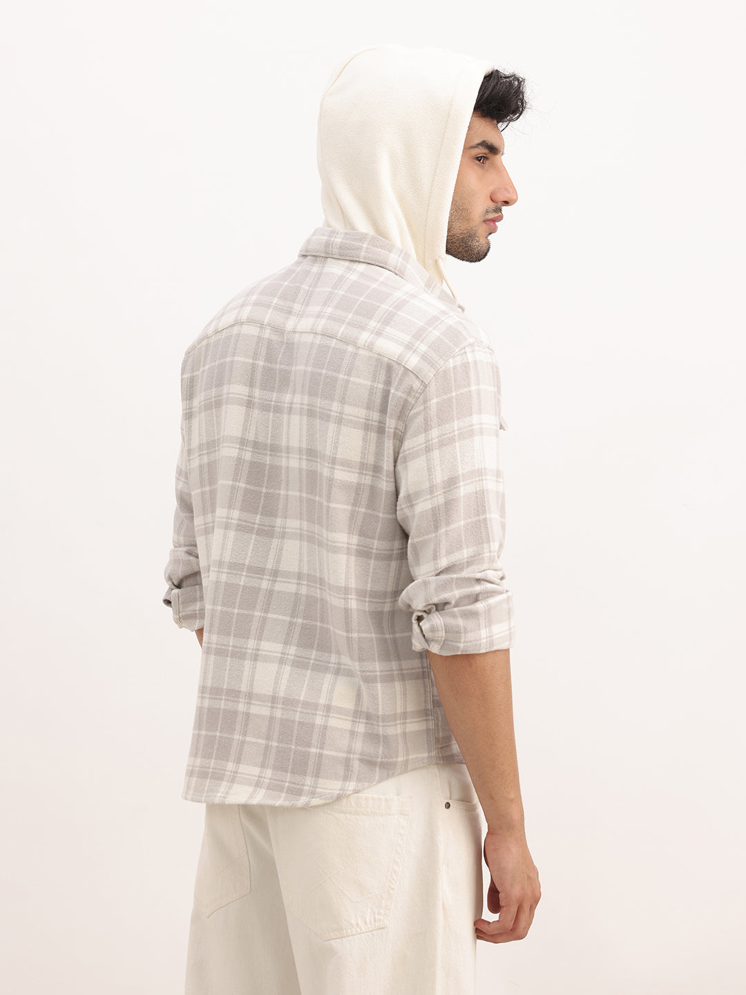 Classic Regular Fit Hooded Shacket | Grey