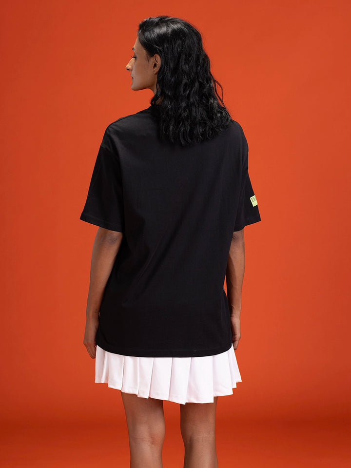 Casual Men Sporty Look Oversized Fit Tee With Print | Black