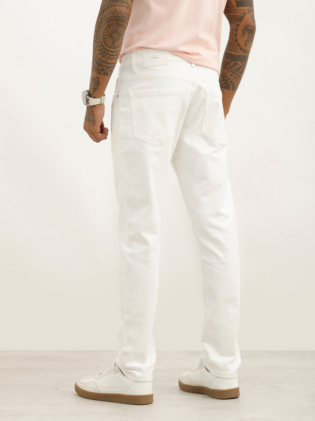 Solid Slim Fit Denim Jeans | White
