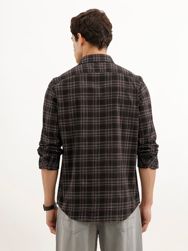 Classic Slim Fit Checkered Shirt  | Black