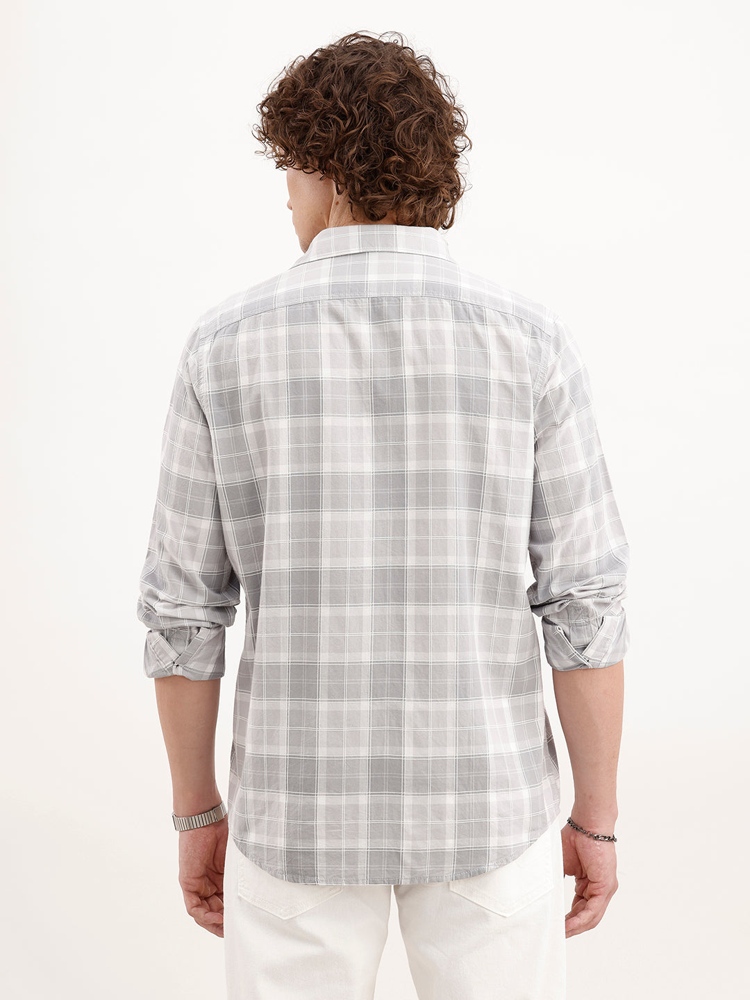 Slim Fit Checkered Shirt  | Grey