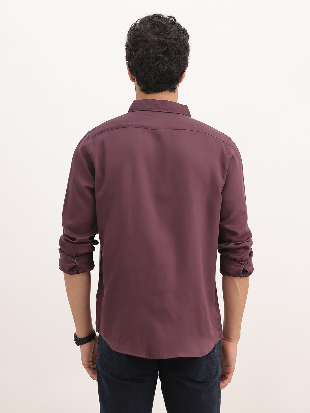Solid Slim Fit Full Sleeve Shirt | Wine