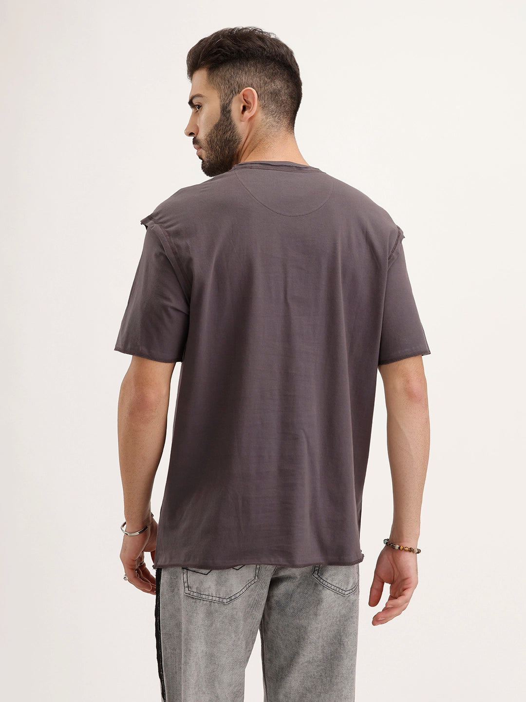 Oversized Fit Cut & Sew T-Shirt | Dark Grey