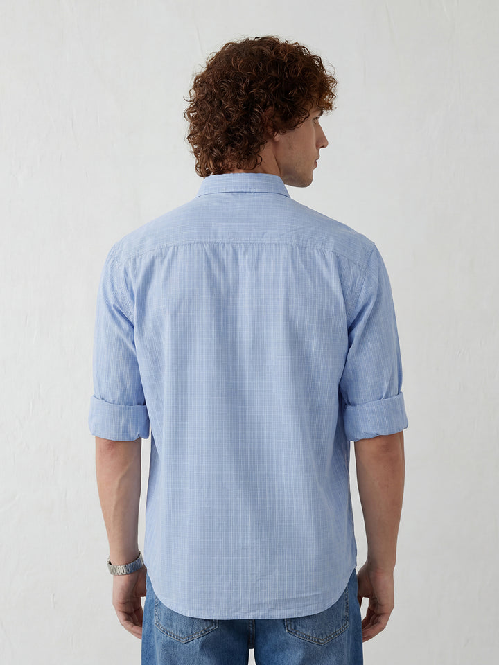 Comfort Fit Placement Printed Shirt | Light Blue