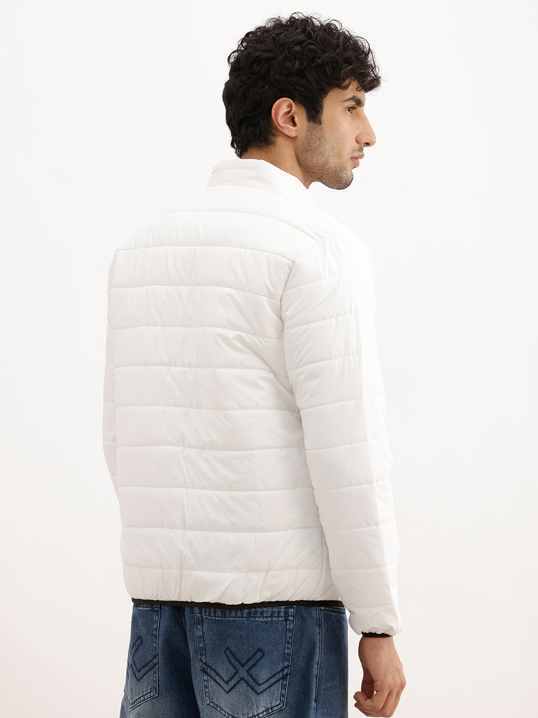 Solid Regular Fit Puffer Jacket | White