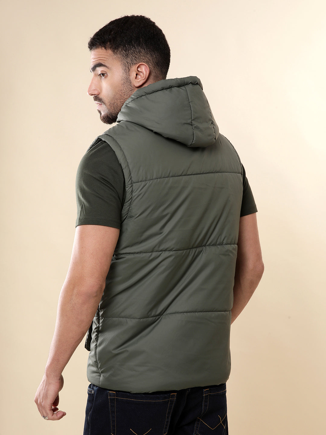 Hooded Olive Puffer Jacket