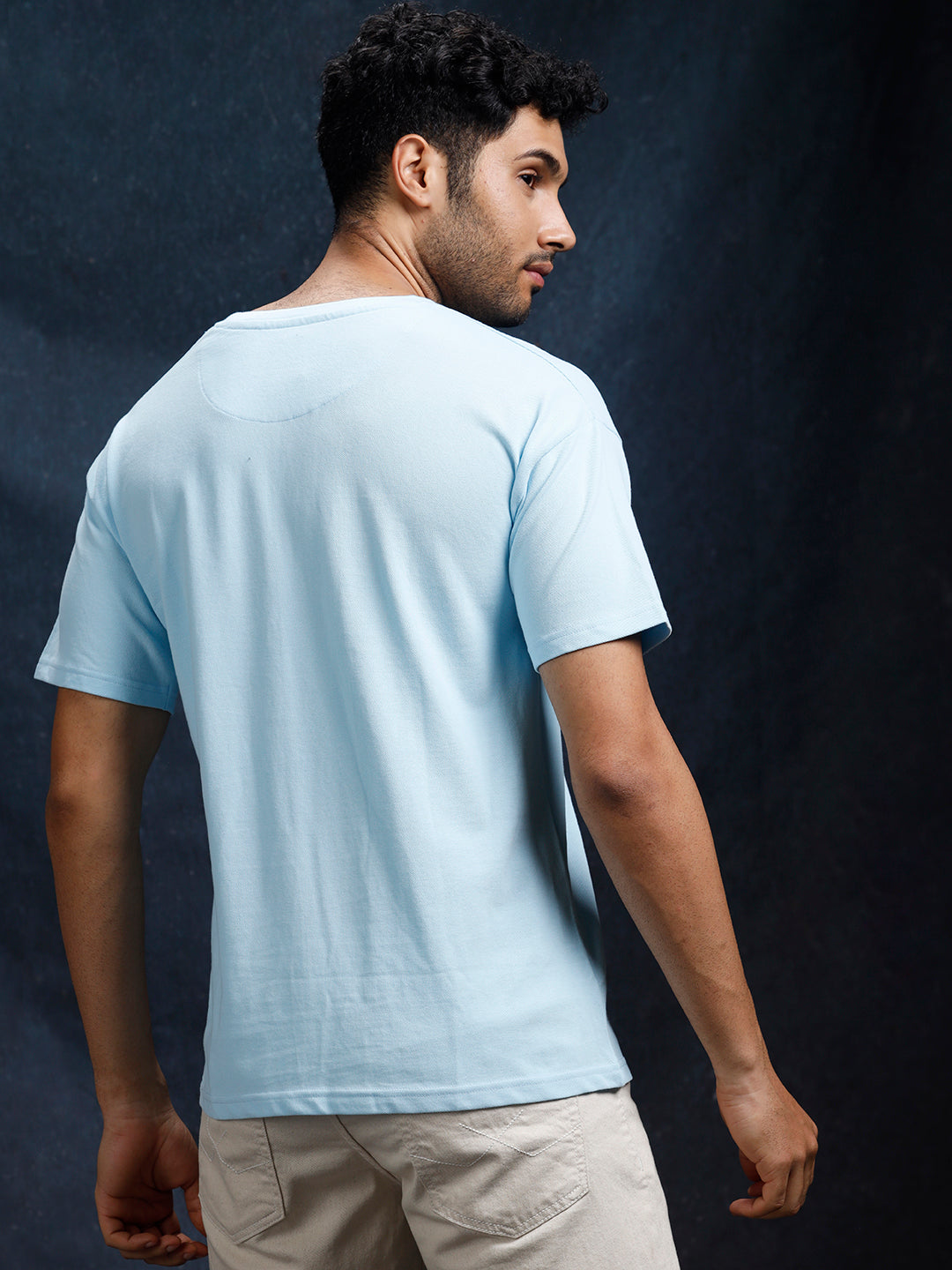 Solid T-Shirt With Centre Stitch Line