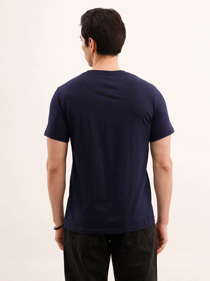 Slim Fit Placement Printed T-Shirt | Navy Blue