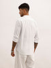 Solid Slim Fit Striped Shirt | White