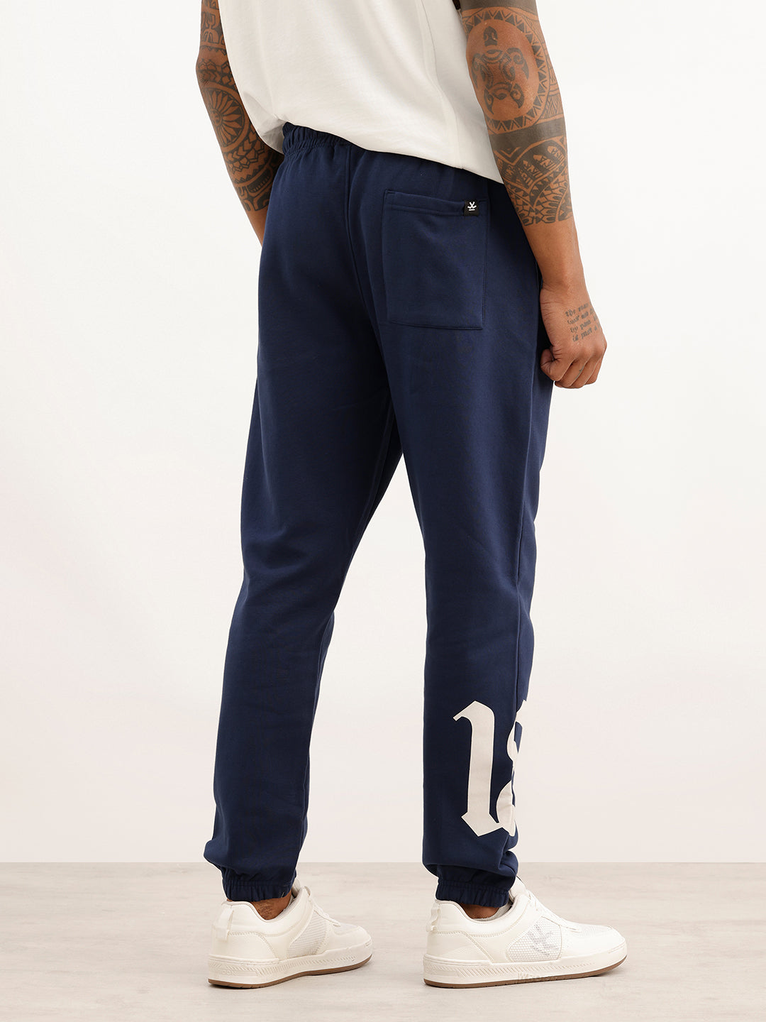 Regular Fit Placement Printed Jogger | Navy Blue