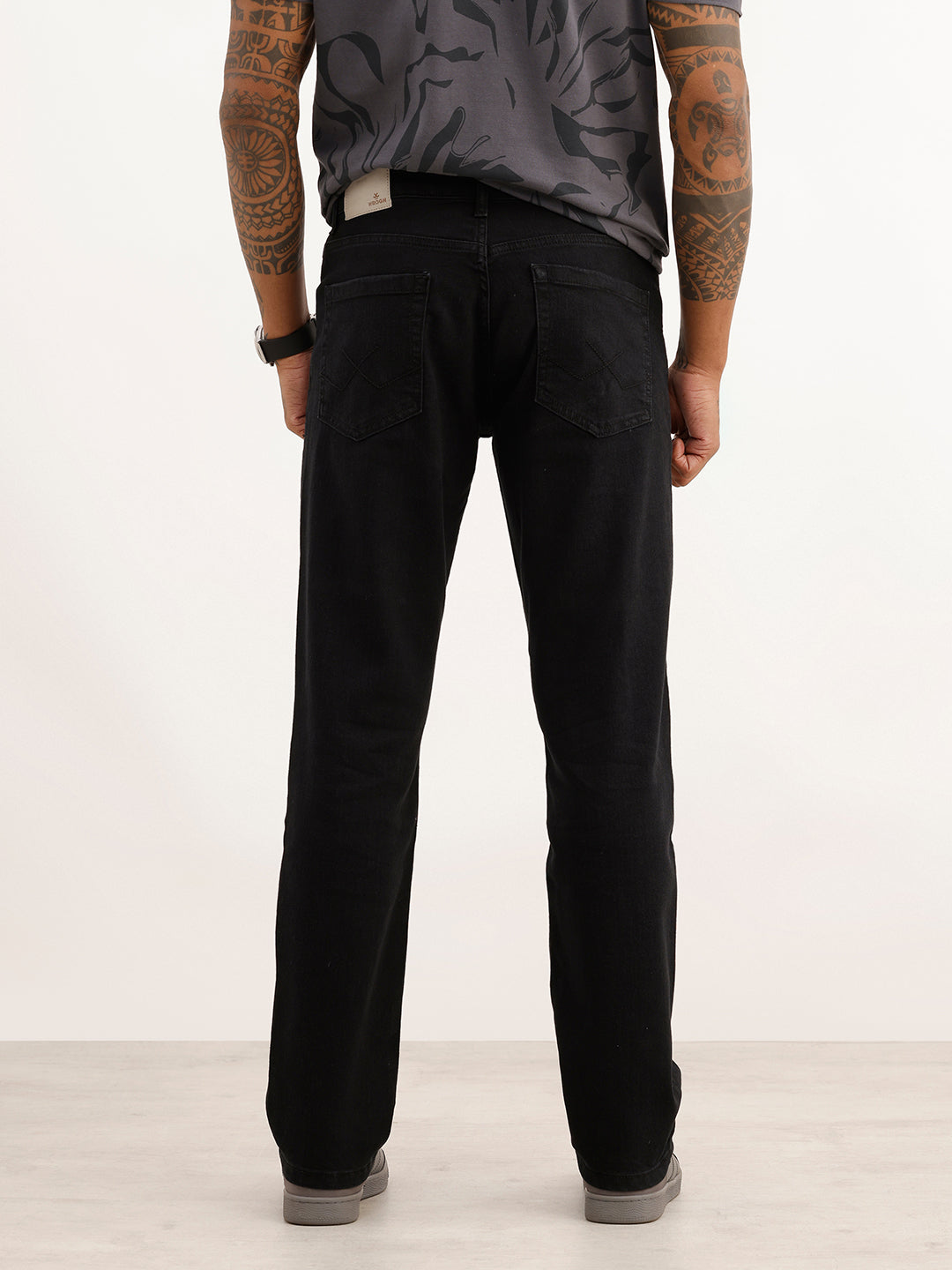Solid Straight Fit Denim Jeans | Black