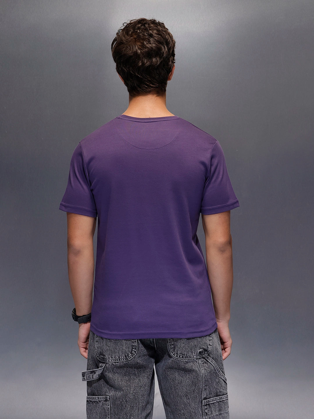 Men's Slim Fit Casual Graphic Tee  |  Purple