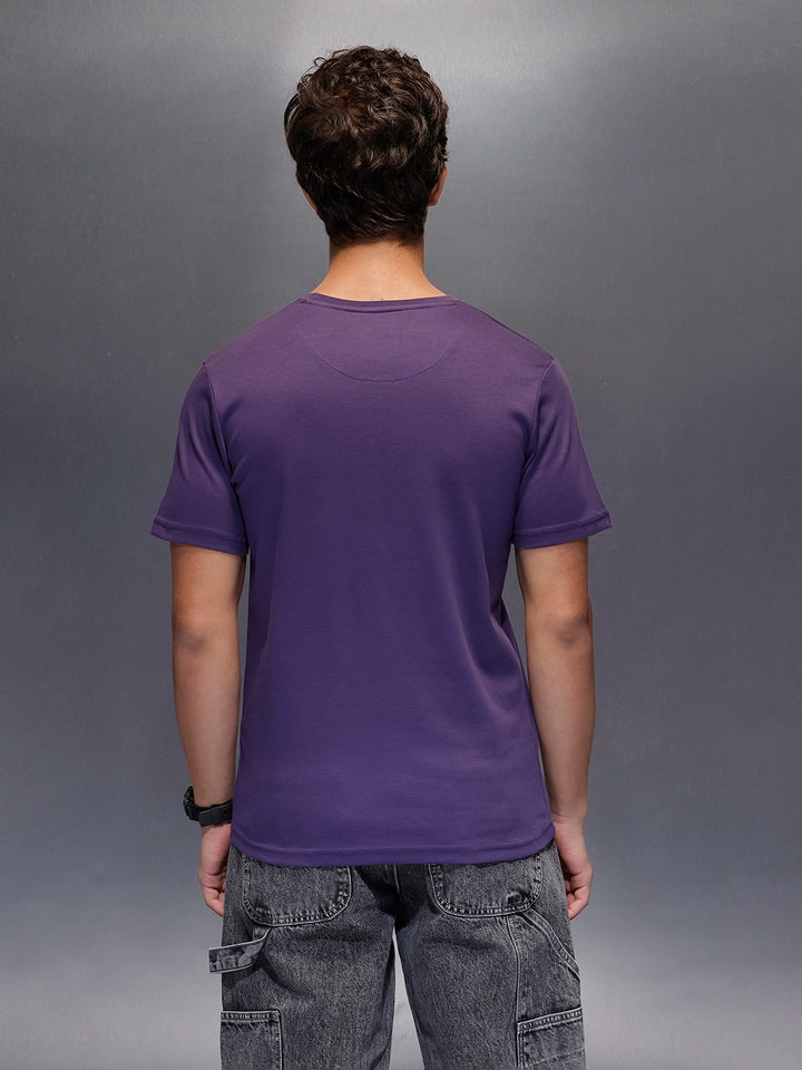 Men's Slim Fit Casual Graphic Tee  |  Purple