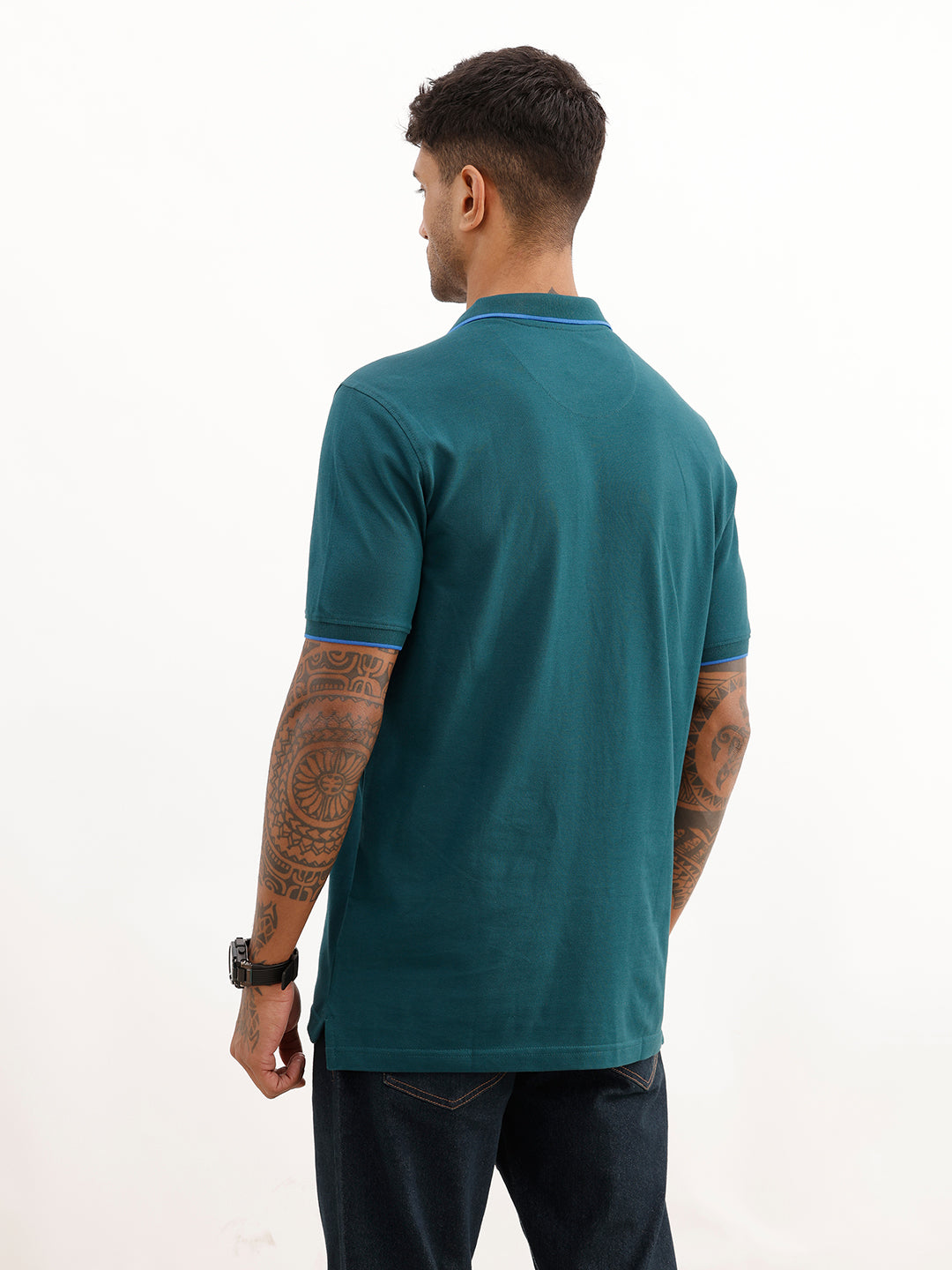 Slim Fit Tipping Collar Polo T-Shirt | Teal