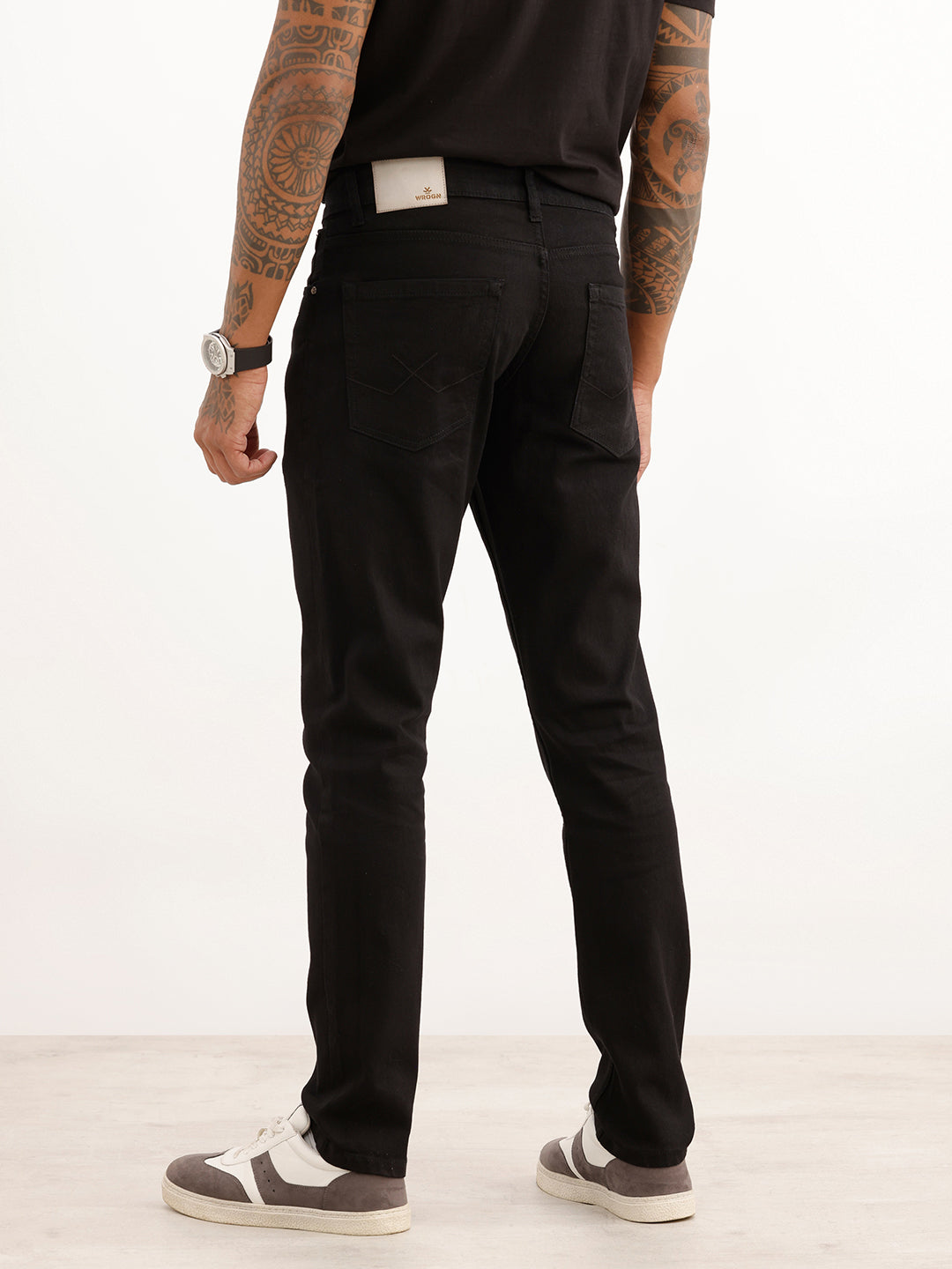 Classic Solid Slim Fit Denim Jeans | Black