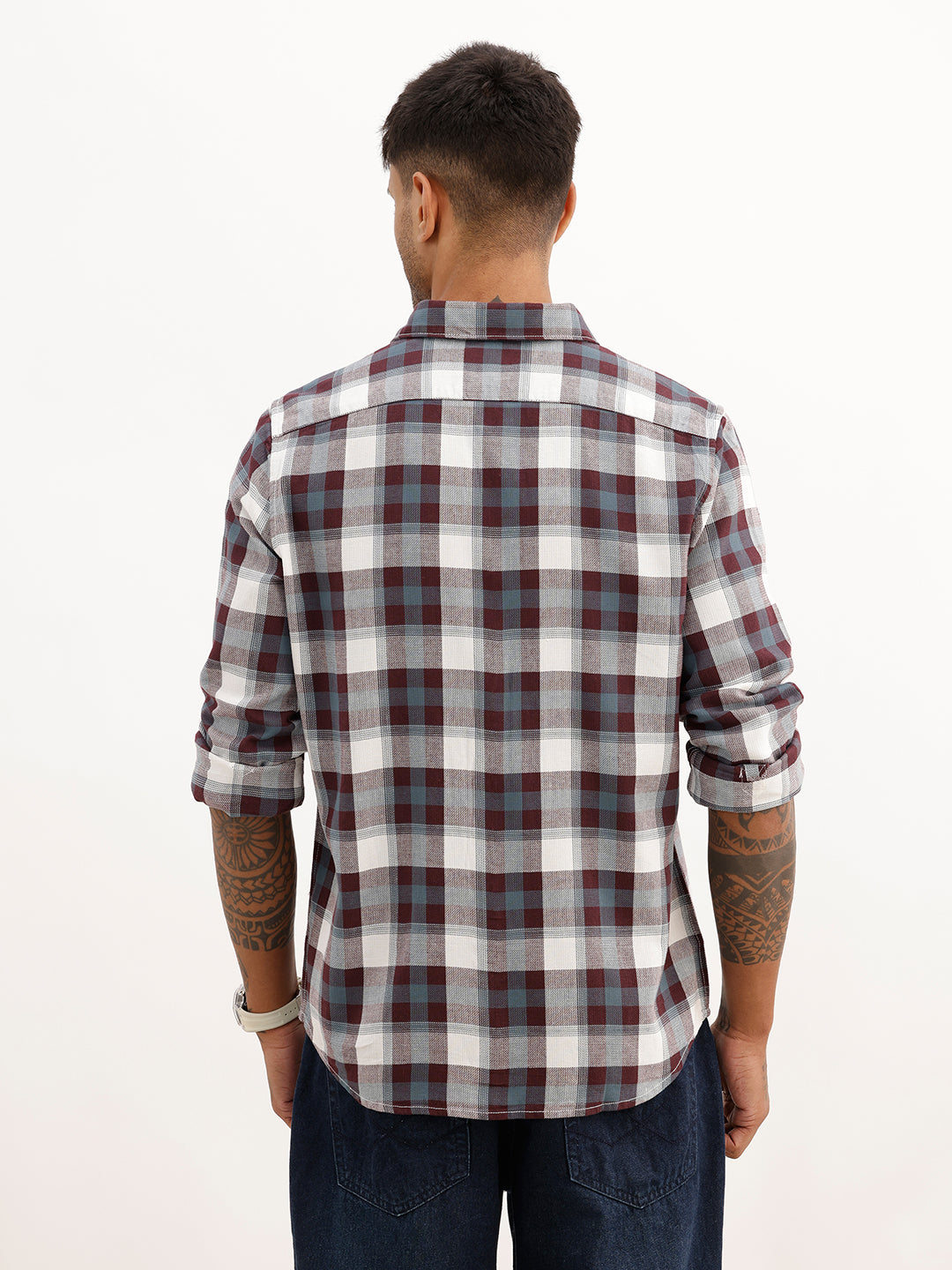 Classic Regular Fit Checkered Shirt | Wine