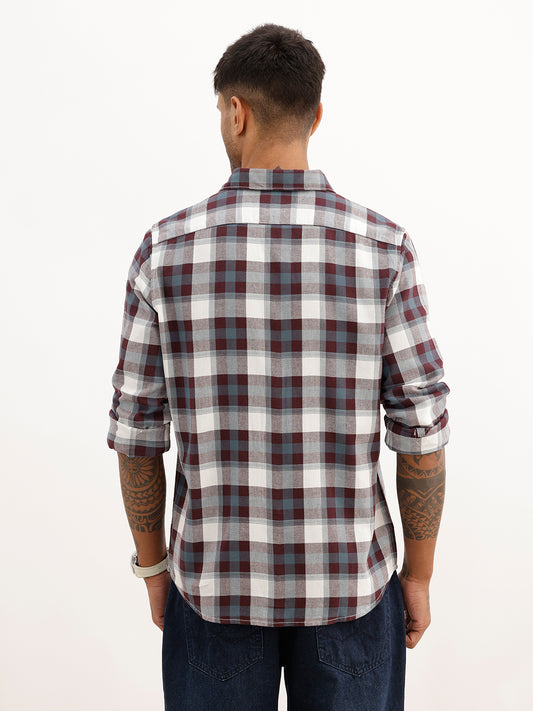Classic Regular Fit Checkered Shirt | Wine