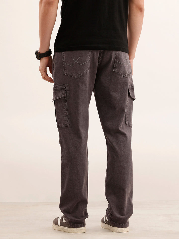 Relaxed Fit Denim Cargo Jeans | Grey