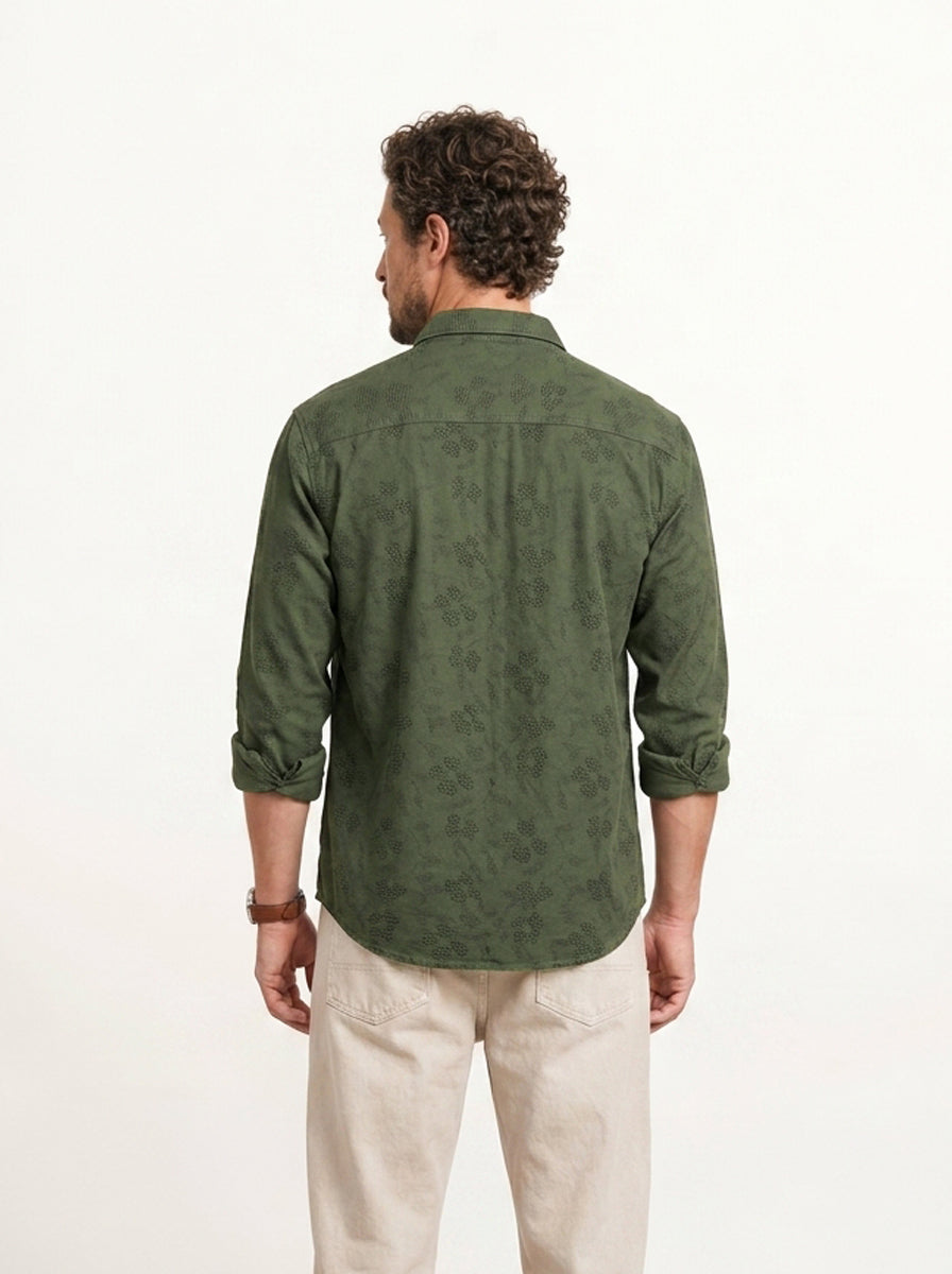 Comfort Fit AOP Full Sleeve Shirt | Olive