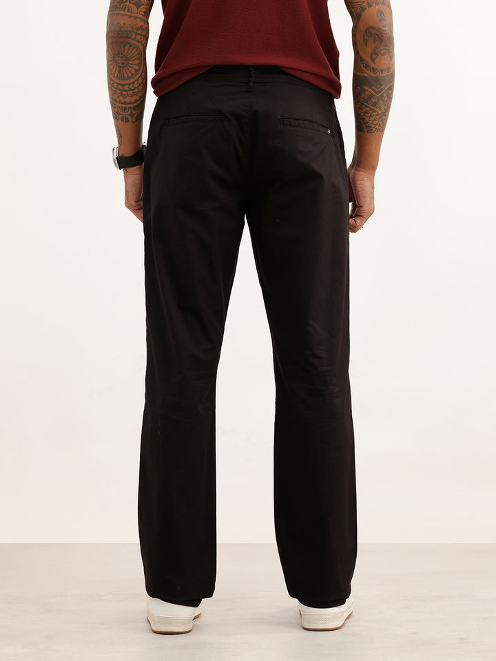 Solid Straight Fit Trouser | Black