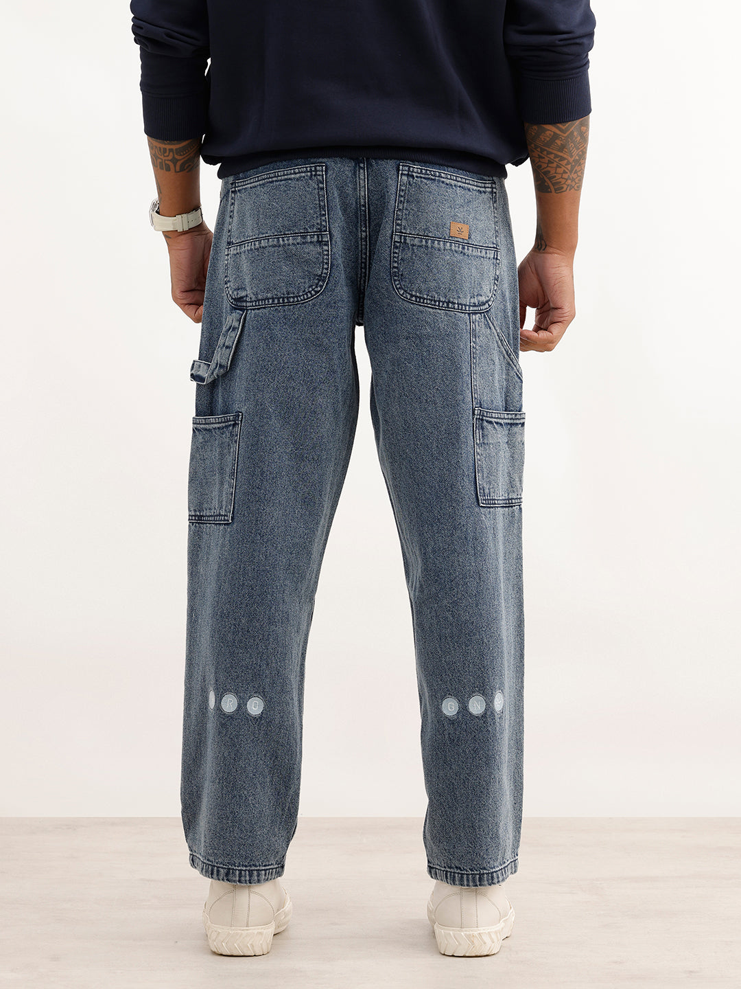 Men's Casual Loose Fit Carpenter Jeans | Med Stone