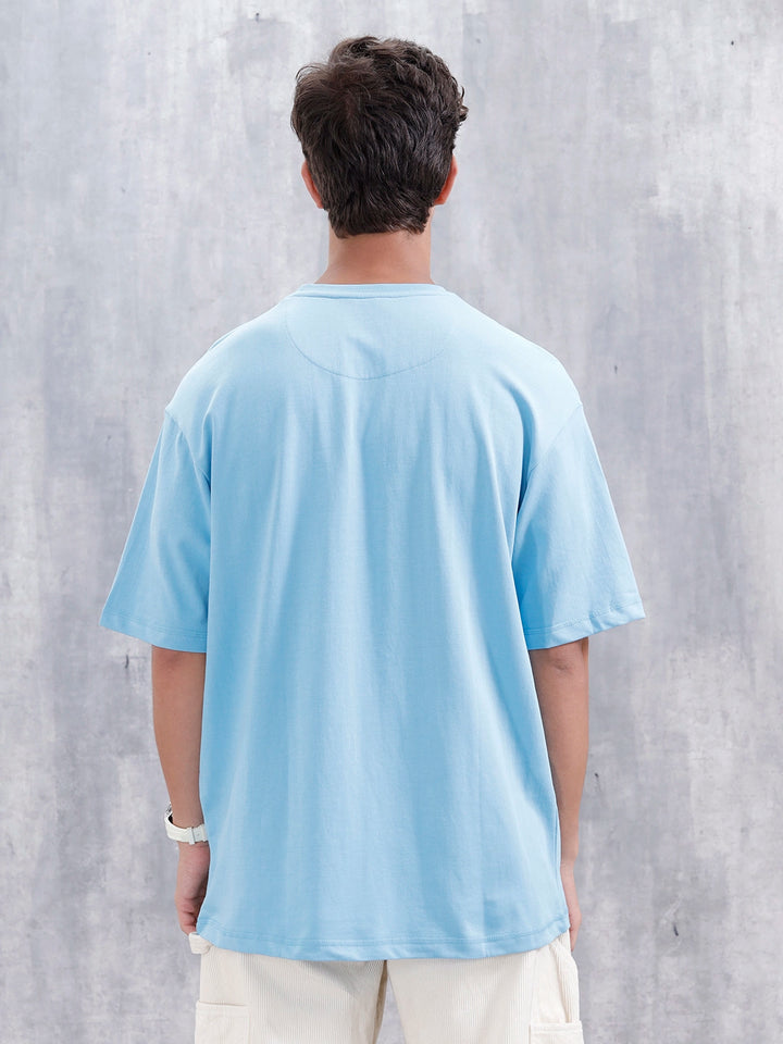 Casual Men Oversized Fit Tee With Graphic | Blue