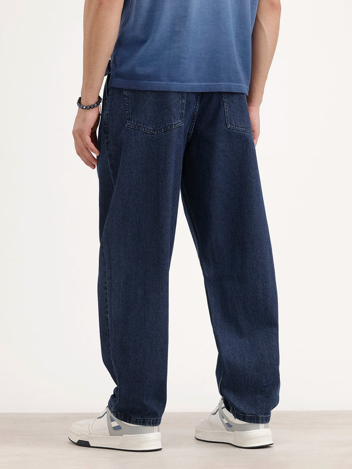 Barrel Fit Denim Jeans | Dark Blue