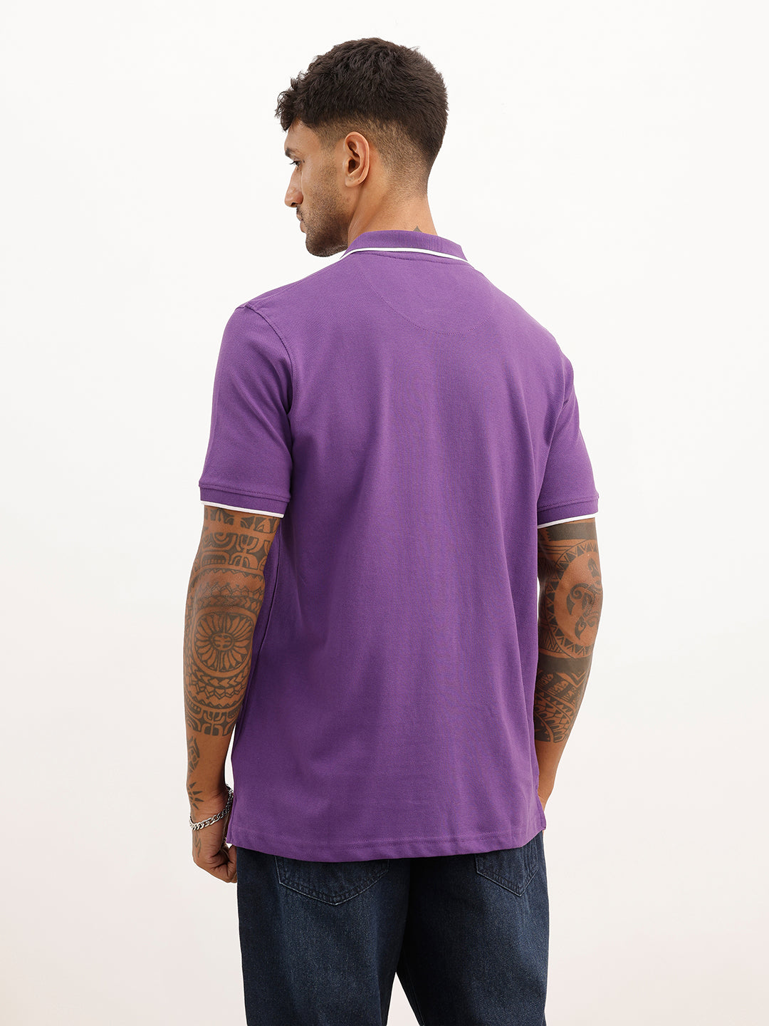 Solid Tipping Collar Polo T-Shirt | Purple | WOTS9022M