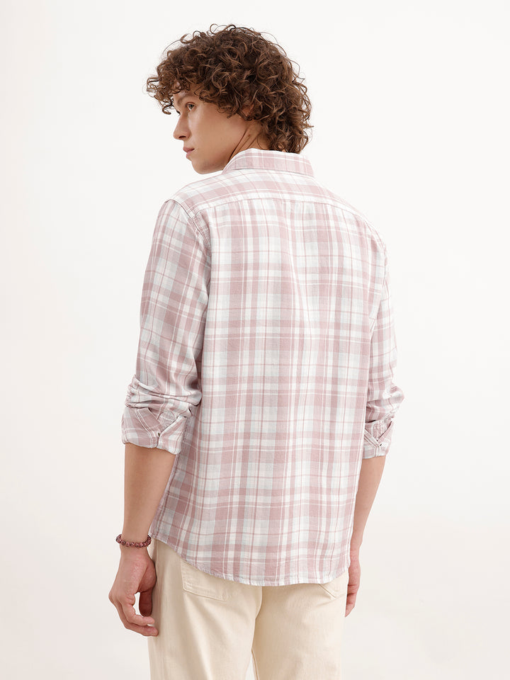 Slim Fit Checkered Shirt  | Pink