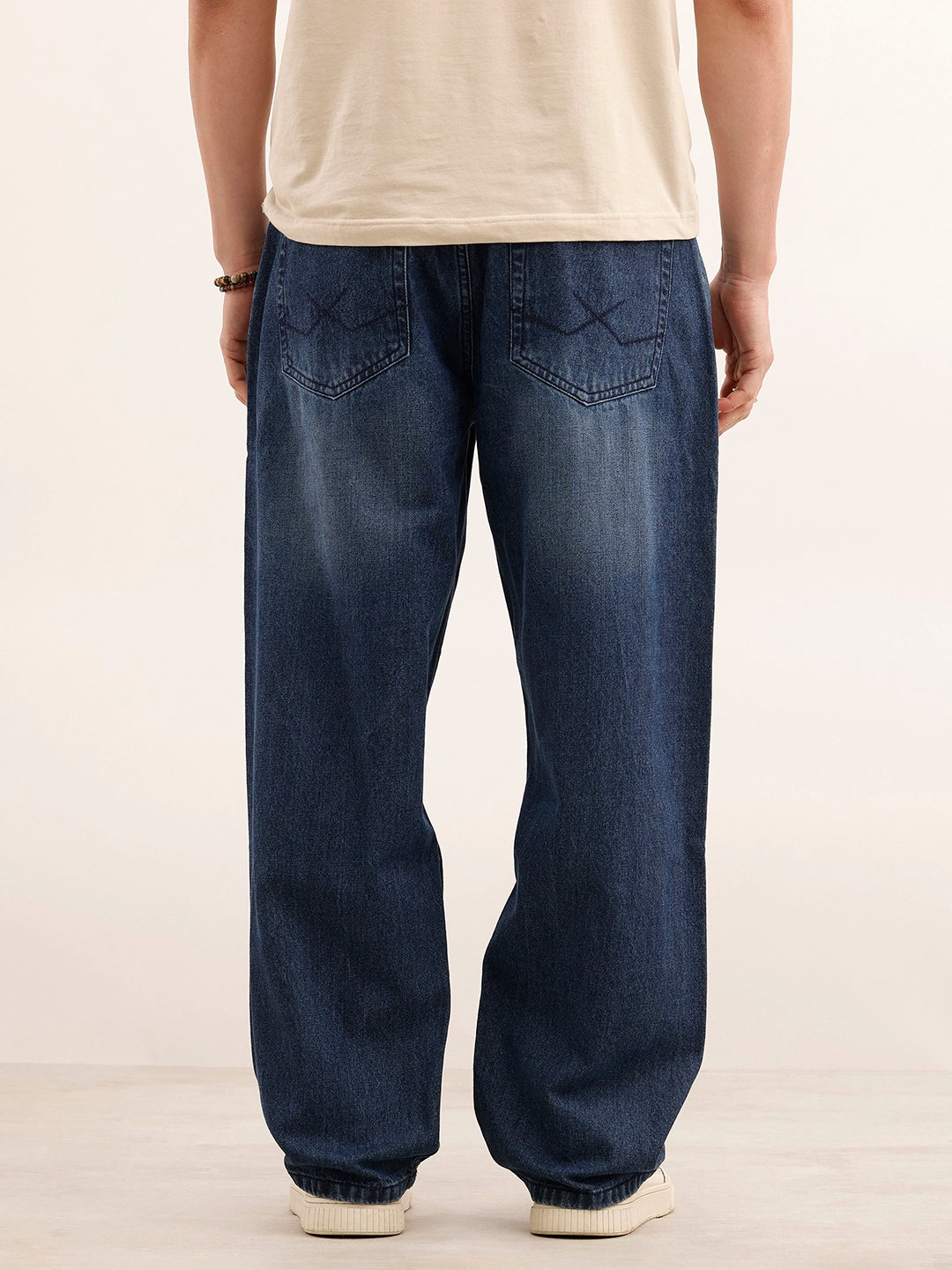 Loose Fit Faded Denim Jeans | Blue