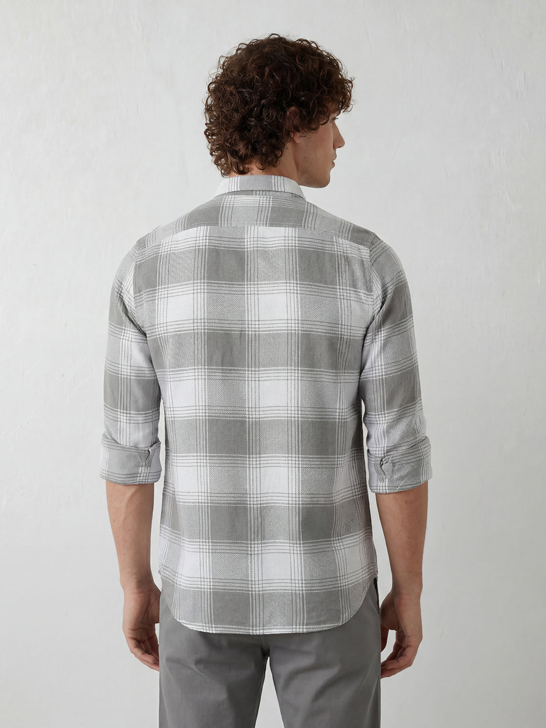 Regular Fit Checkered Shirt | Grey