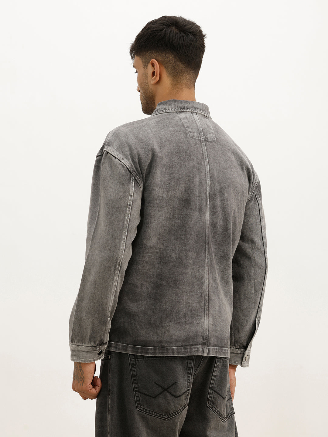 Slim Fit Douible Pocket Denim Jacket | Grey