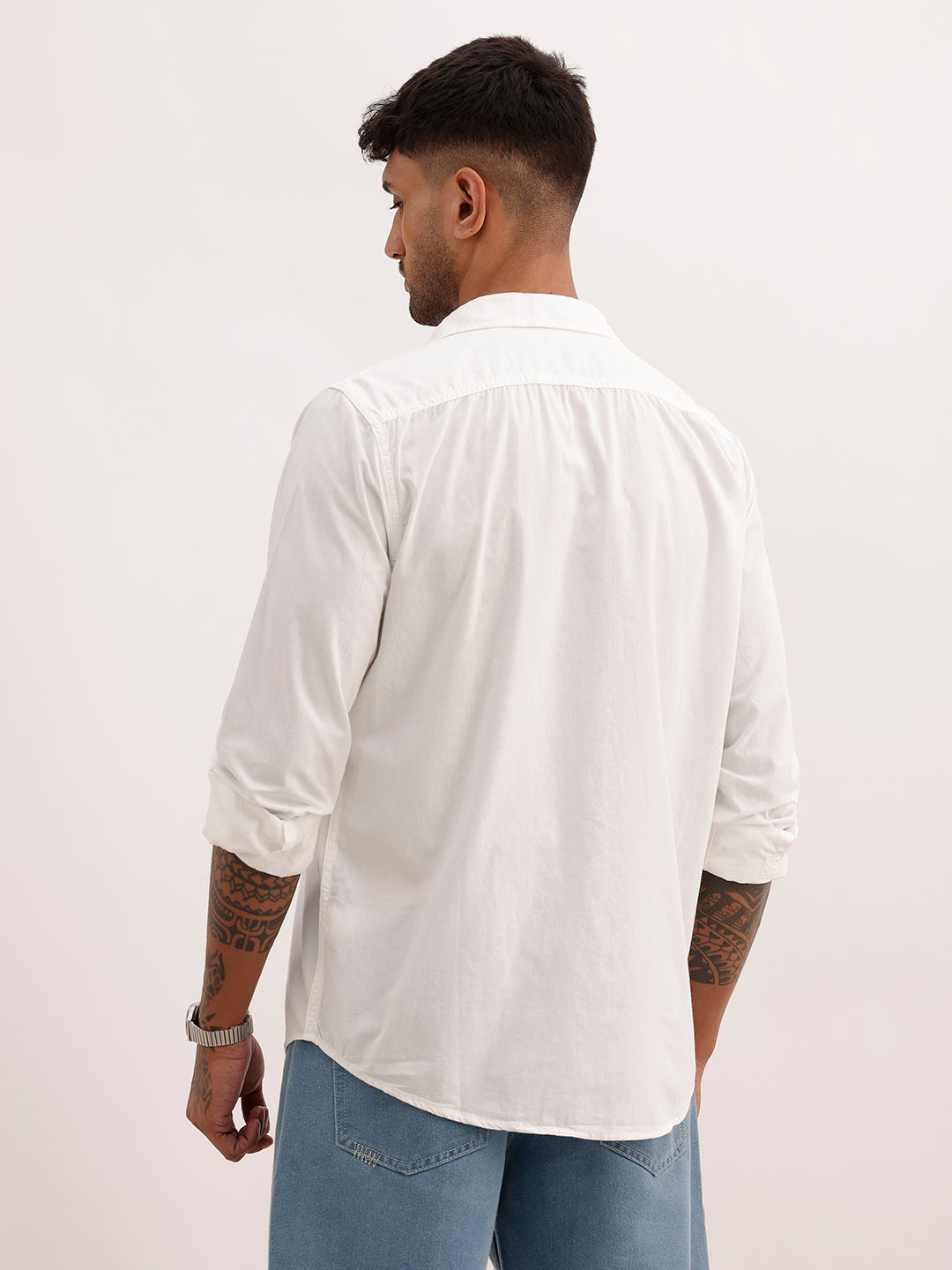 Solid Full Sleeve Shirt | White
