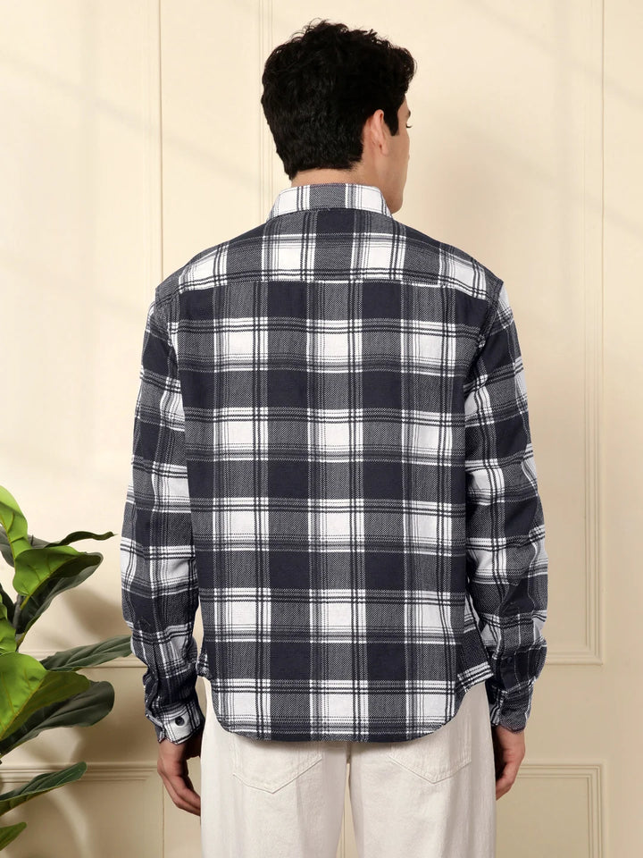 Blue & White Checked Cotton Shirt