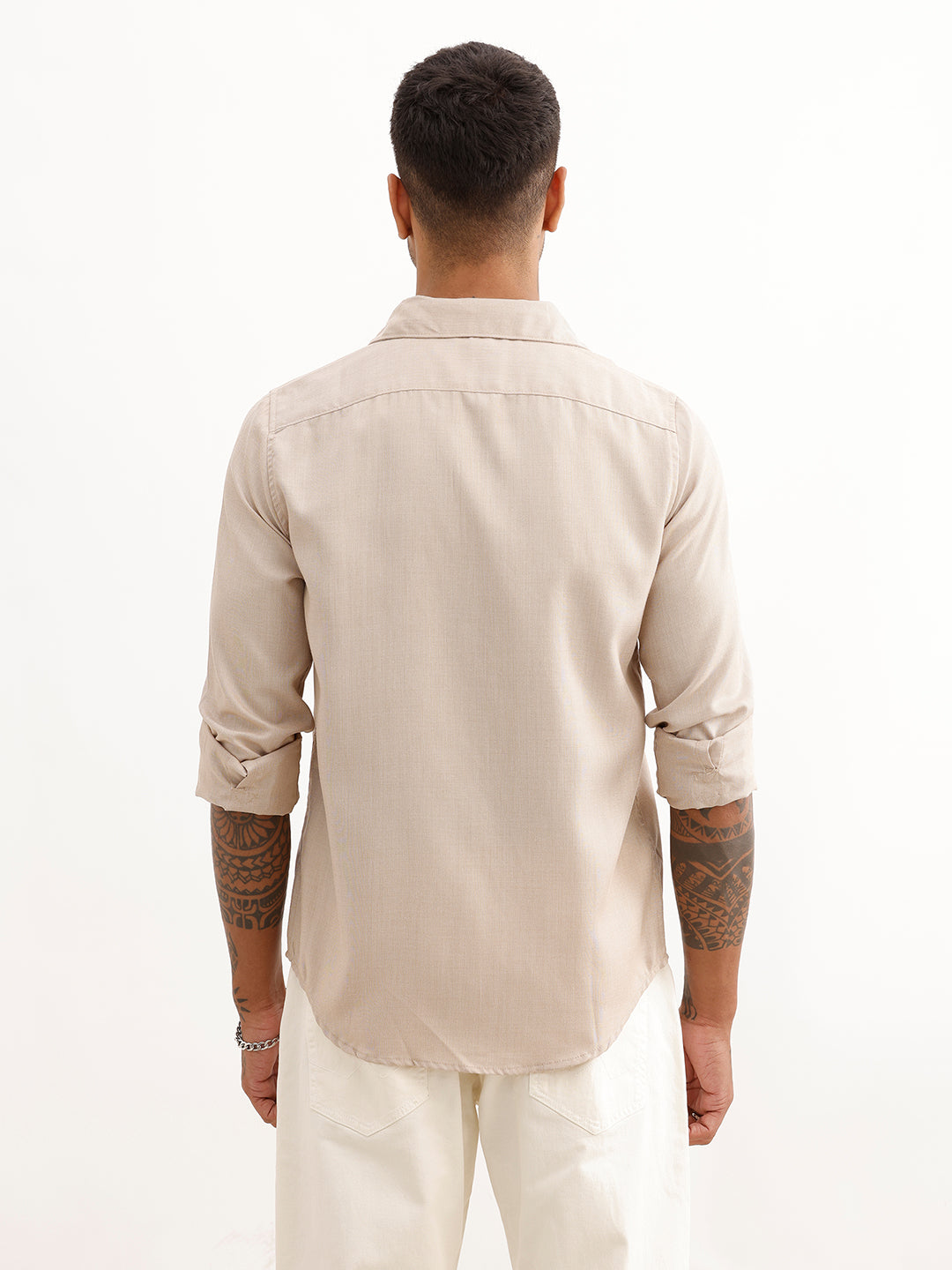 Solid Regular Fit Full Sleeve Shirt | Light Brown