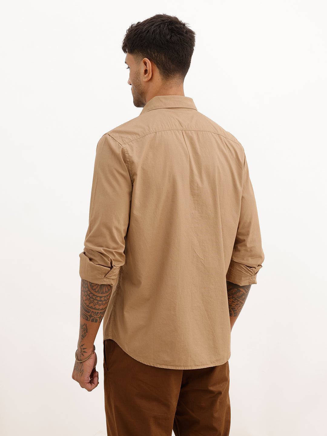 Solid Slim Fit Full Sleeve Shirt | Khaki | WSH02FSSL0176S
