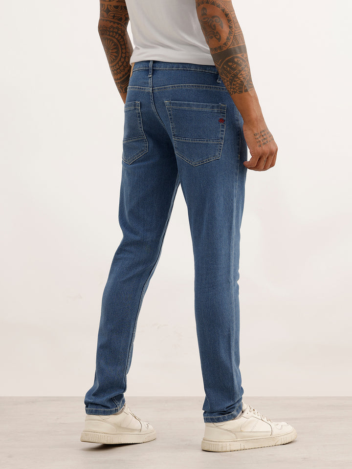 Slim Fit Solid Denim Jeans | Blue