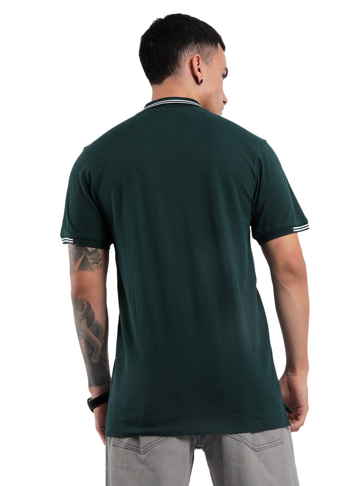 Dark Olive Jacquard Collar Polo