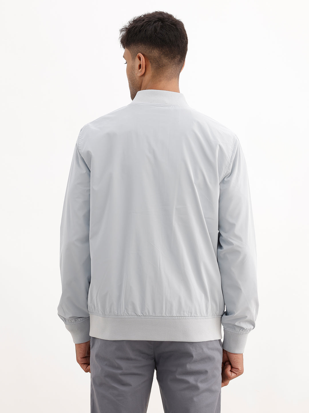 Solid Regular Fit Zipper Jacket | Grey