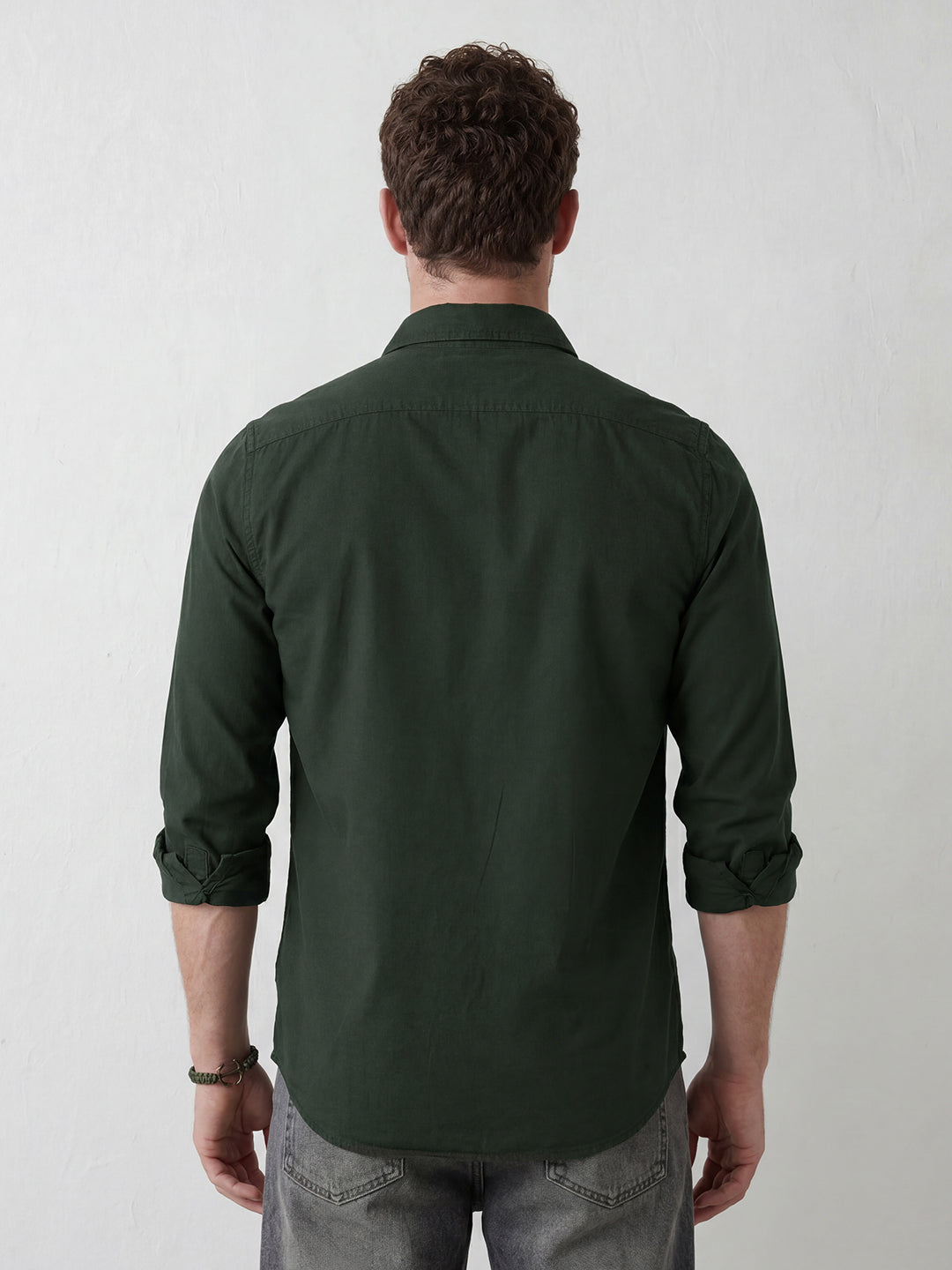 Contemporary Double Pocket Slim fit shirt | Dark Green