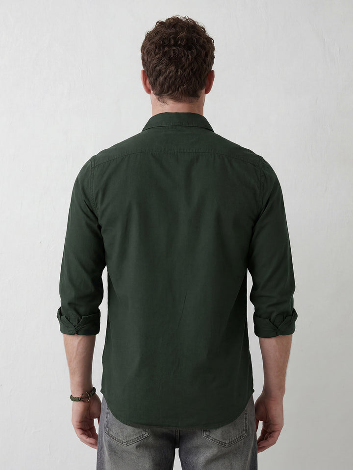 Contemporary Double Pocket Slim fit shirt | Dark Green