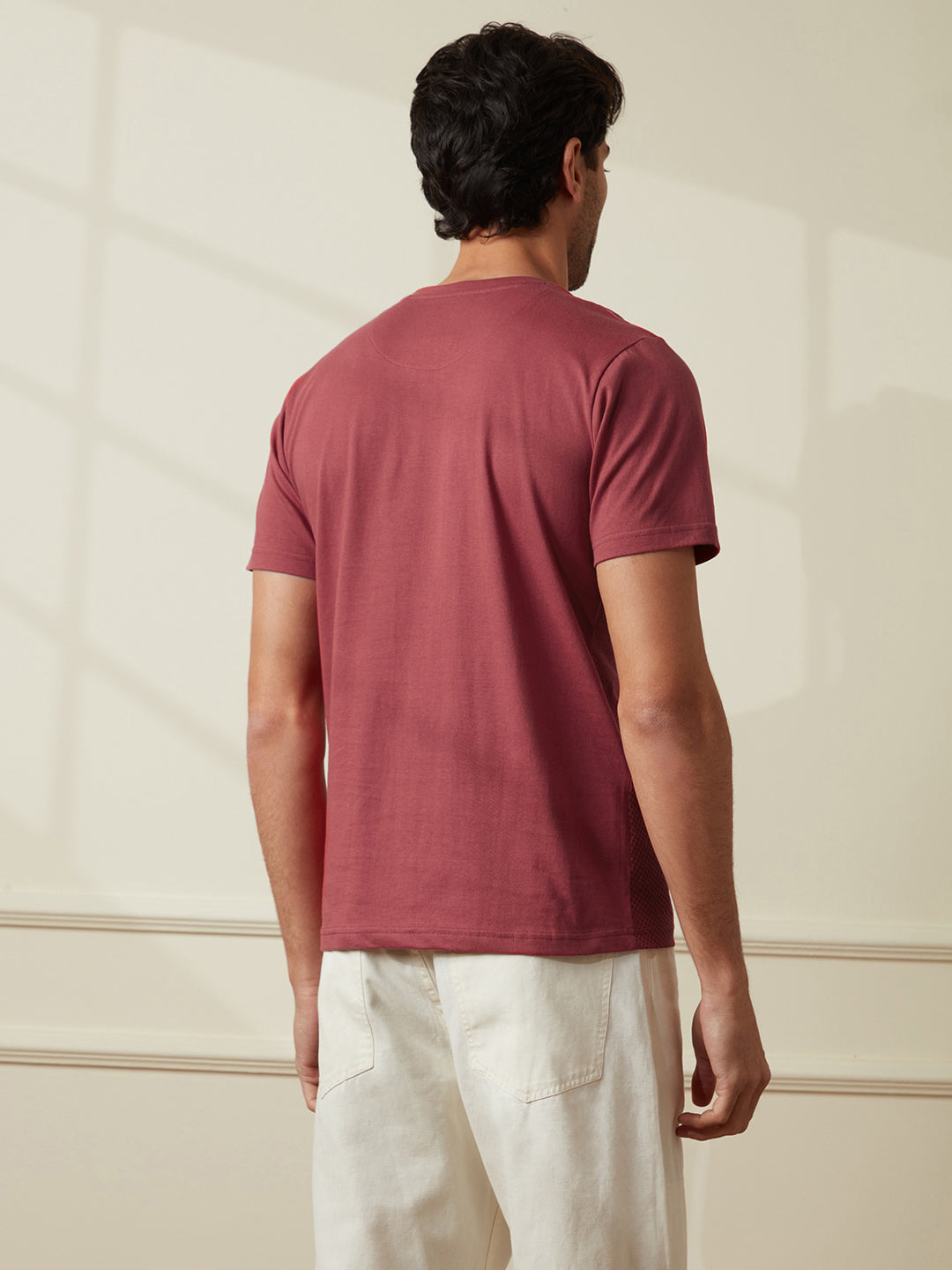 Maroon Panel Print T-Shirt