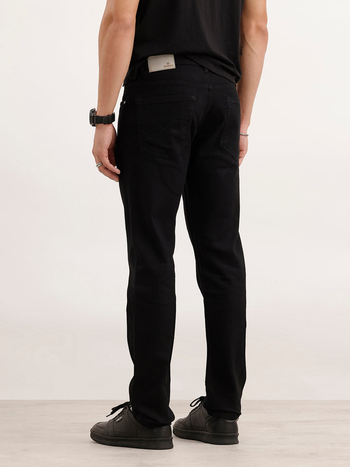 Solid Slim Fit Denim Jeans  | Black