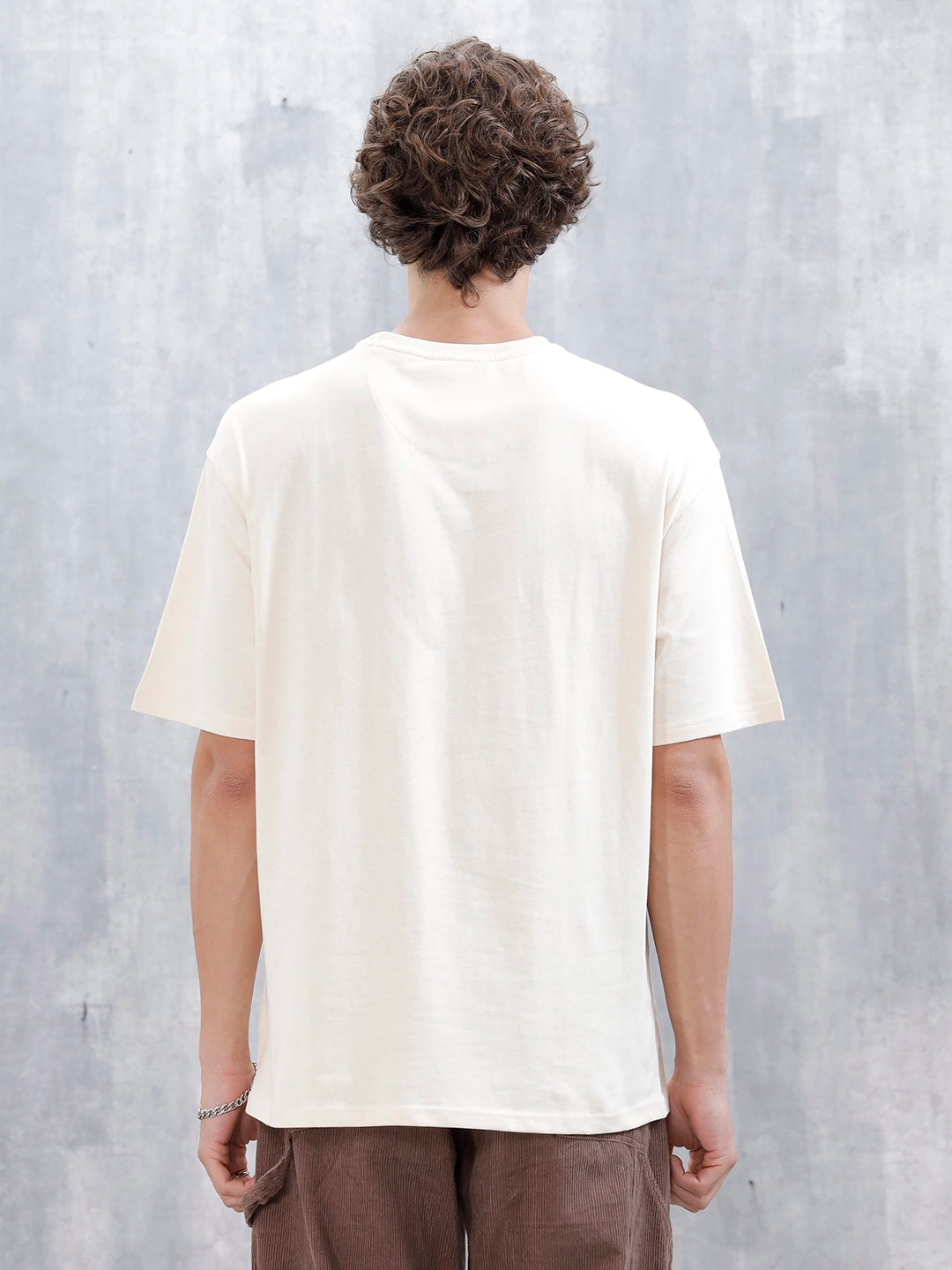 Wrogn Embroidered T-Shirt For Men's | Beige