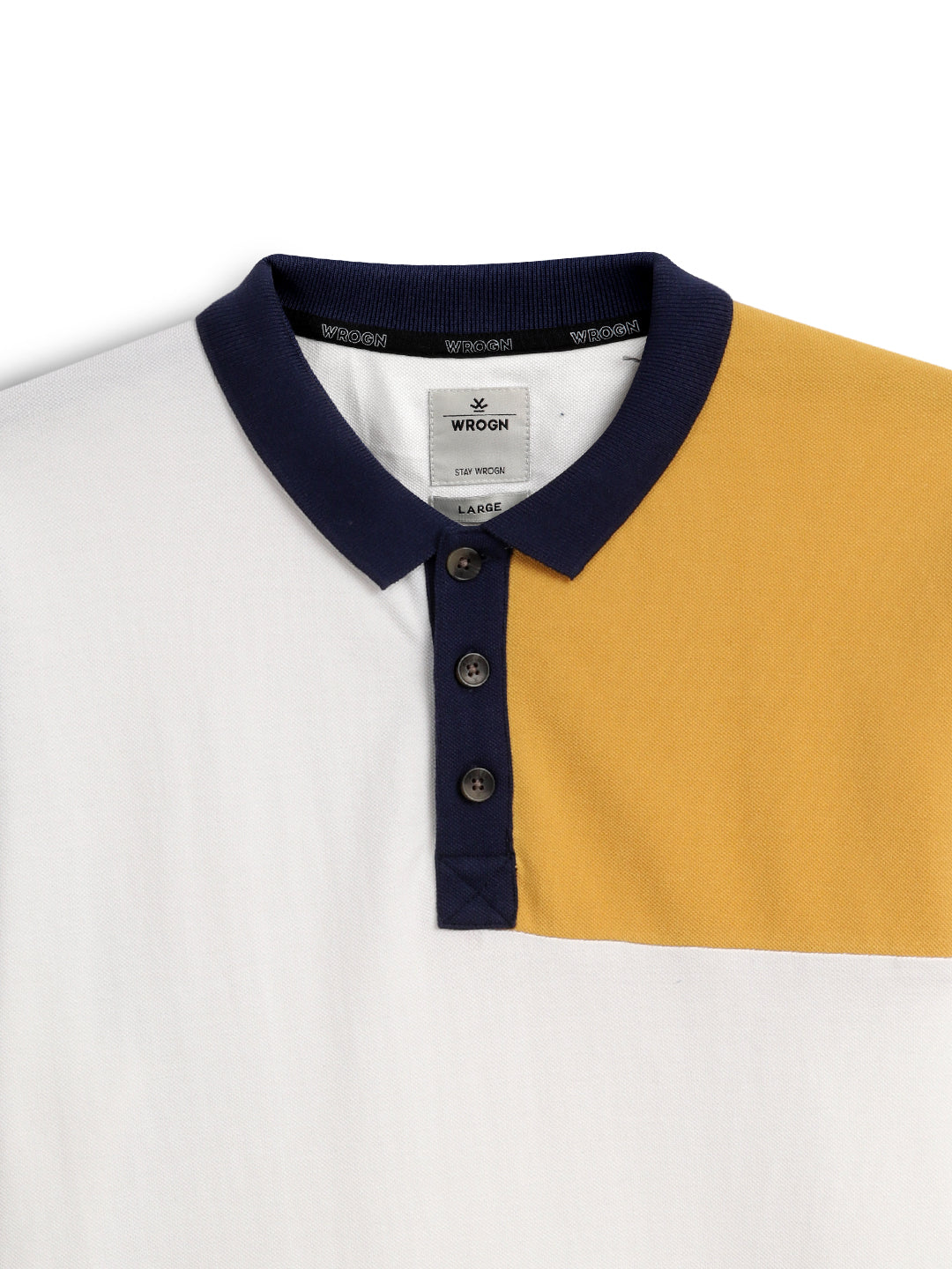 Colour blocked White Polo T-Shirt