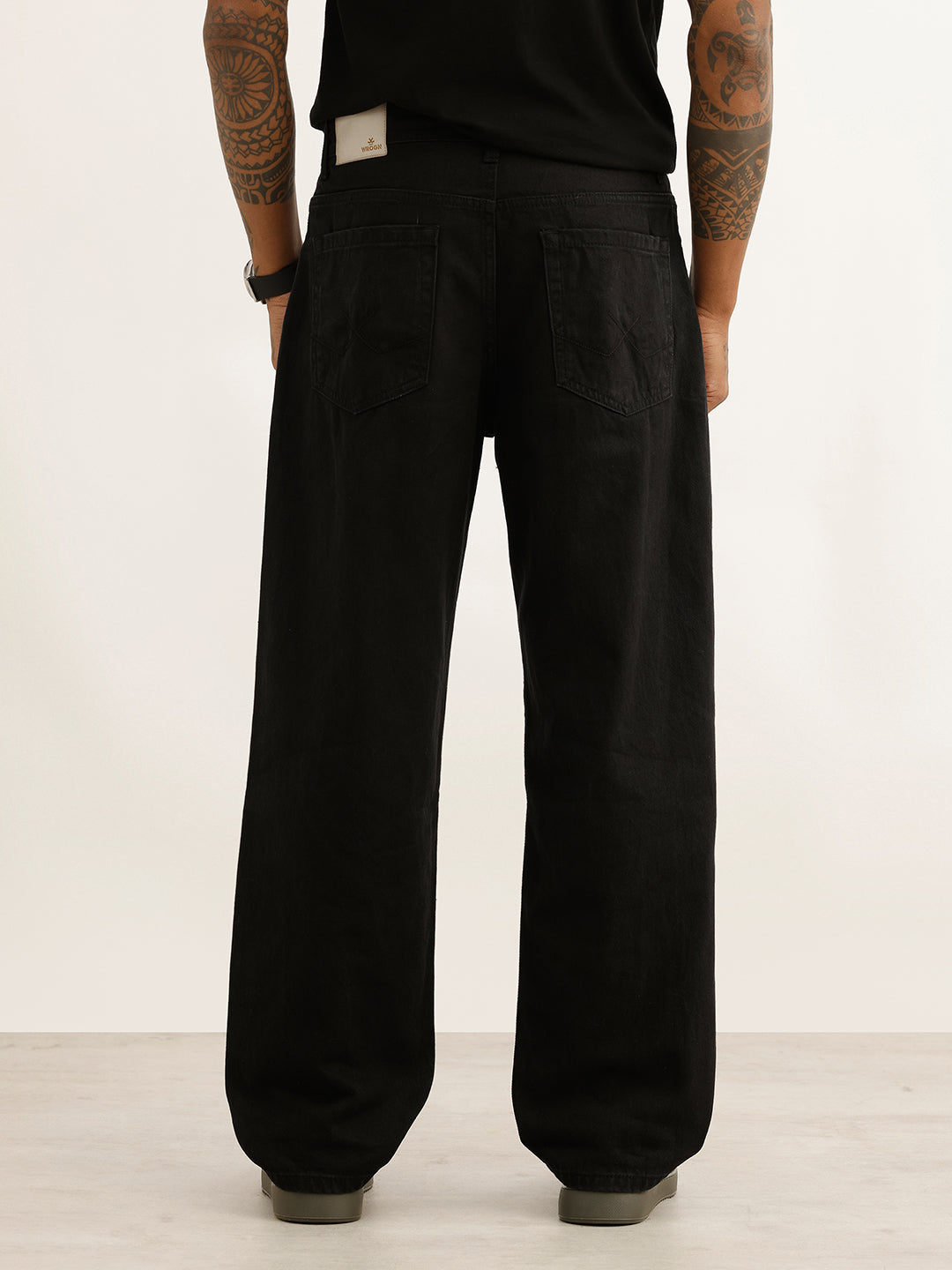 Solid Loose Fit Denim Jeans | Black