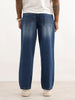 Loose Fit Embroidery Detail Denim Jeans | Blue