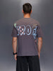 Men's oversized graphic T-shirt with bold back print | Charcoal