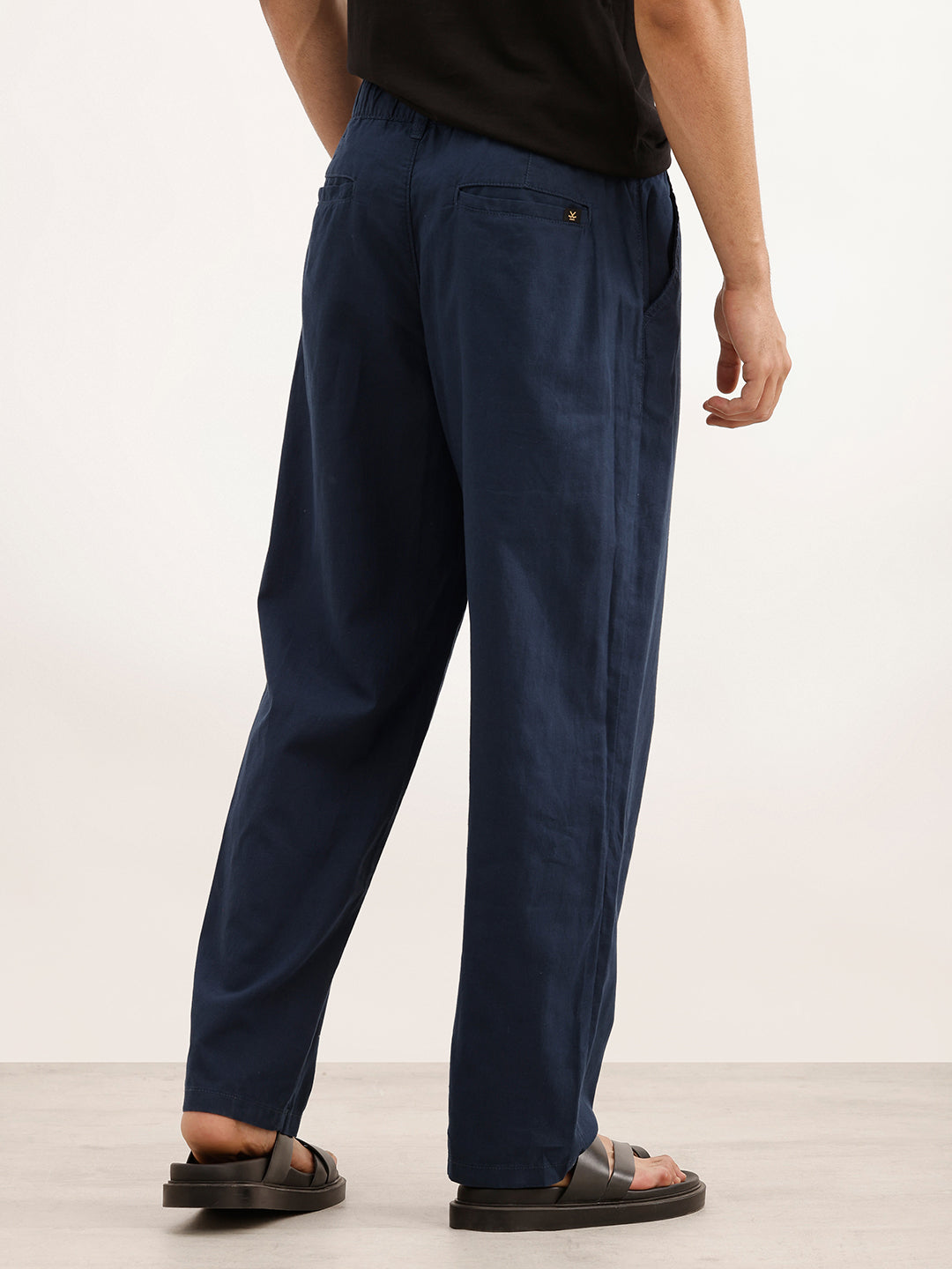 Classic Solid Loose Fit Trouser | Navy Blue